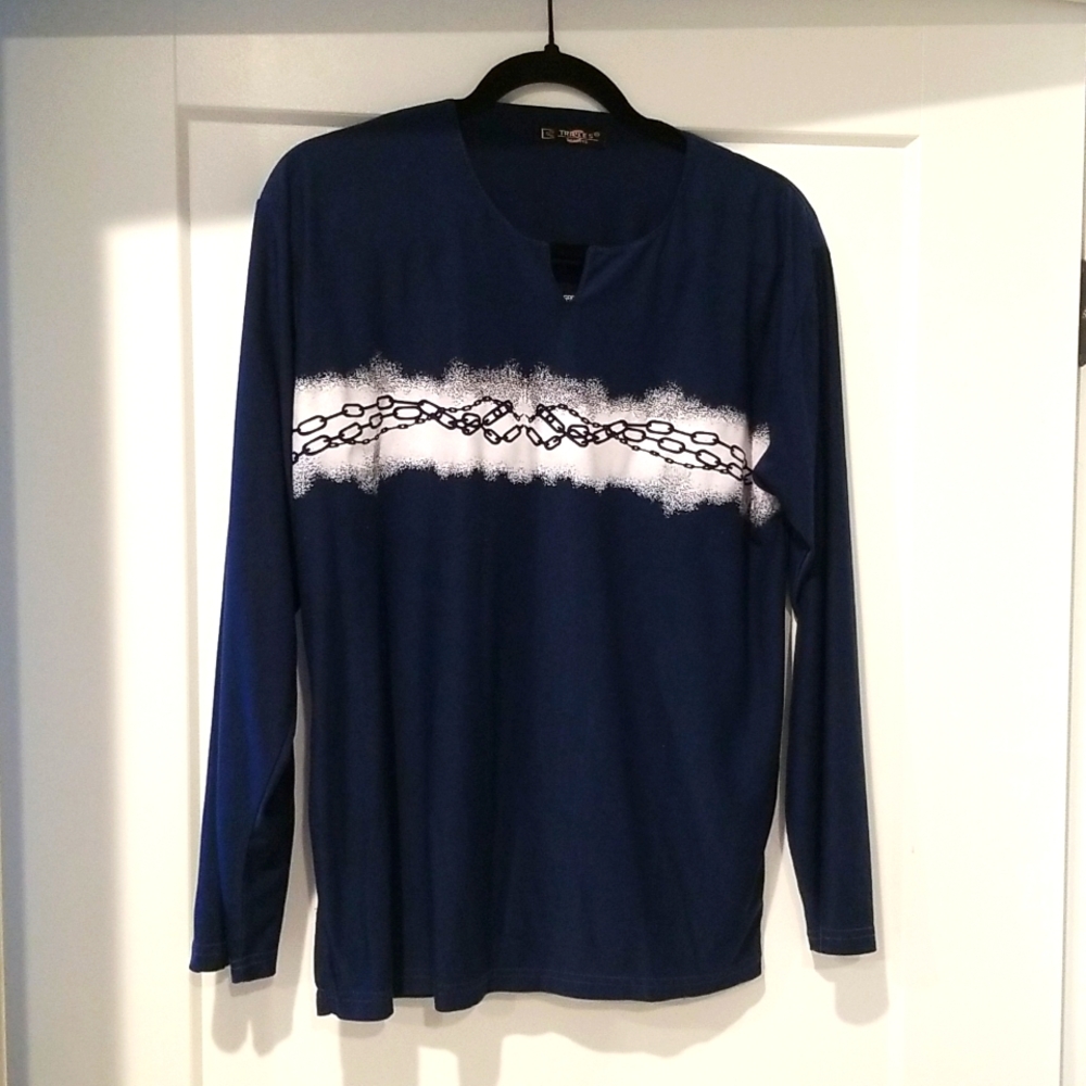 Triples Tshirts Navy and White Long Sleeve Top Size M